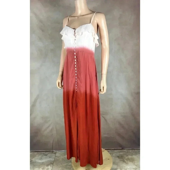 FOREVER 21 Ruffled Dip Dyed Button-Front Maxi Dress Size SMALL - Picture 1 of 11